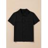 imageblibean Boys ButtonDown Uniform Shirts Semi Formal Dress Tops with Chest PocketsA Black