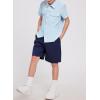 imageblibean Boys ButtonDown Uniform Shirts Semi Formal Dress Tops with Chest PocketsA Blue