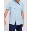 imageblibean Boys ButtonDown Uniform Shirts Semi Formal Dress Tops with Chest PocketsA Blue