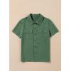 imageblibean Boys ButtonDown Uniform Shirts Semi Formal Dress Tops with Chest PocketsA Green