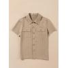 imageblibean Boys ButtonDown Uniform Shirts Semi Formal Dress Tops with Chest PocketsA Khaki
