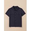 imageblibean Boys ButtonDown Uniform Shirts Semi Formal Dress Tops with Chest PocketsA Navy