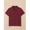 imageblibean Boys ButtonDown Uniform Shirts Semi Formal Dress Tops with Chest PocketsA Red
