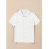 imageblibean Boys ButtonDown Uniform Shirts Semi Formal Dress Tops with Chest PocketsA White