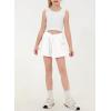 imageblibean Girls Athletic UPF50 Shorts Flowy Criss Cross Waist Shorts 615YA White