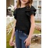 imageblibean Girls Ruffled Short Sleeve Textured Tops Shirts Size 615 YearsBlack