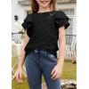 imageblibean Girls Ruffled Short Sleeve Textured Tops Shirts Size 615 YearsBlack