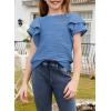 imageblibean Girls Ruffled Short Sleeve Textured Tops Shirts Size 615 YearsDark Blue
