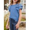 imageblibean Girls Ruffled Short Sleeve Textured Tops Shirts Size 615 YearsDark Blue