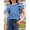 imageblibean Girls Ruffled Short Sleeve Textured Tops Shirts Size 615 YearsDark Blue