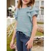 imageblibean Girls Ruffled Short Sleeve Textured Tops Shirts Size 615 YearsLight Blue