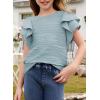 imageblibean Girls Ruffled Short Sleeve Textured Tops Shirts Size 615 YearsLight Blue
