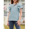 imageblibean Girls Ruffled Short Sleeve Textured Tops Shirts Size 615 YearsLight Blue