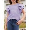 imageblibean Girls Ruffled Short Sleeve Textured Tops Shirts Size 615 YearsPurple