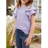 imageblibean Girls Ruffled Short Sleeve Textured Tops Shirts Size 615 YearsPurple
