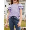 imageblibean Girls Ruffled Short Sleeve Textured Tops Shirts Size 615 YearsPurple