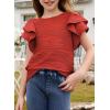 imageblibean Girls Ruffled Short Sleeve Textured Tops Shirts Size 615 YearsRed