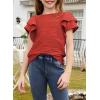 imageblibean Girls Ruffled Short Sleeve Textured Tops Shirts Size 615 YearsRed