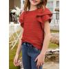 imageblibean Girls Ruffled Short Sleeve Textured Tops Shirts Size 615 YearsRed