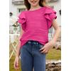 imageblibean Girls Ruffled Short Sleeve Textured Tops Shirts Size 615 YearsRose