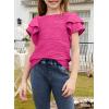 imageblibean Girls Ruffled Short Sleeve Textured Tops Shirts Size 615 YearsRose