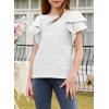imageblibean Girls Ruffled Short Sleeve Textured Tops Shirts Size 615 YearsWhite