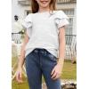 imageblibean Girls Ruffled Short Sleeve Textured Tops Shirts Size 615 YearsWhite