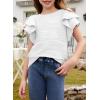 imageblibean Girls Ruffled Short Sleeve Textured Tops Shirts Size 615 YearsWhite