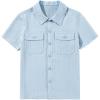imageblibean Boys ButtonDown Uniform Shirts Semi Formal Dress Tops with Chest PocketsA Blue