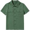 imageblibean Boys ButtonDown Uniform Shirts Semi Formal Dress Tops with Chest PocketsA Green