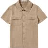 imageblibean Boys ButtonDown Uniform Shirts Semi Formal Dress Tops with Chest PocketsA Khaki