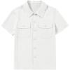 imageblibean Boys ButtonDown Uniform Shirts Semi Formal Dress Tops with Chest PocketsA White