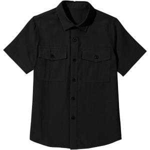 imageblibean Boys ButtonDown Shirts Semi Formal Uniform Tops 615 YearsA Black