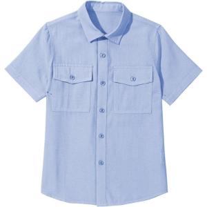 imageblibean Boys ButtonDown Shirts Semi Formal Uniform Tops 615 YearsA Blue