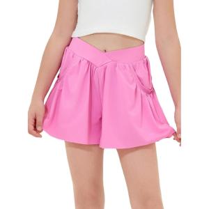 imageblibean Girls Athletic UPF50 Shorts Flowy Criss Cross Waist Shorts 615YA Pink