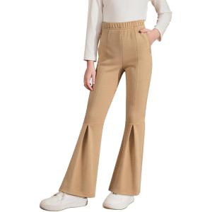 imageblibean Girls Bell Bottoms Pants School Uniform Stretchy Leggings Size 615 YearsA Khaki