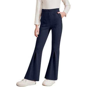 imageblibean Girls Bell Bottoms Pants School Uniform Stretchy Leggings Size 615 YearsA Navy