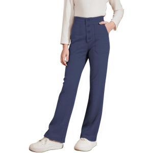 imageblibean Tween Girls Straight Pants School Uniform Stretchy Leggings Size 615 YearsA Navy