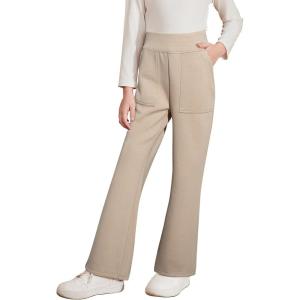 imageblibean Tween Girls Bell Bottom Pants School Uniform Stretchy Leggings Size 615 YearsBeige