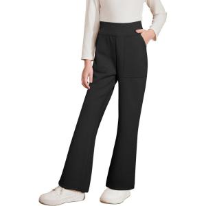 imageblibean Tween Girls Bell Bottom Pants School Uniform Stretchy Leggings Size 615 YearsBlack