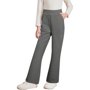 imageblibean Tween Girls Bell Bottom Pants School Uniform Stretchy Leggings Size 615 YearsGrey