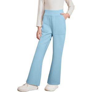 imageblibean Tween Girls Bell Bottom Pants School Uniform Stretchy Leggings Size 615 YearsLight Blue