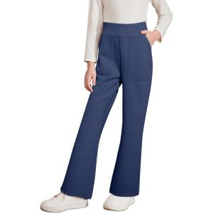 imageblibean Tween Girls Bell Bottom Pants School Uniform Stretchy Leggings Size 615 YearsNavy Blue