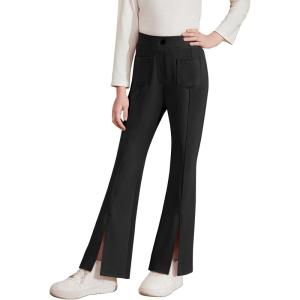 imageblibean Tween Girls Bell Bottoms Pants Uniform Slit Pants with Pockets Size 615 YearsA Black