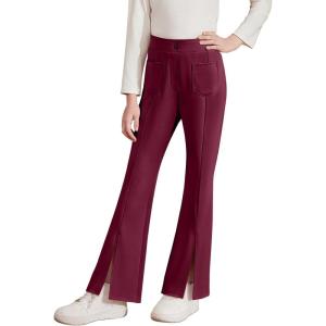 imageblibean Tween Girls Bell Bottoms Pants Uniform Slit Pants with Pockets Size 615 YearsA Burgundy
