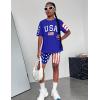 imageGirls Clothes Summer Outfits Graphic Letter Print Tee Shirt  Biker Shorts 2Pcs Clothing Set 716TAd Usa Flag