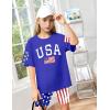 imageGirls Clothes Summer Outfits Graphic Letter Print Tee Shirt  Biker Shorts 2Pcs Clothing Set 716TAd Usa Flag