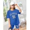 imageGirls Clothes Summer Outfits Graphic Letter Print Tee Shirt  Biker Shorts 2Pcs Clothing Set 716TBlue 01