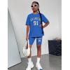 imageGirls Clothes Summer Outfits Graphic Letter Print Tee Shirt  Biker Shorts 2Pcs Clothing Set 716TBlue 01