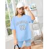 imageGirls Clothes Summer Outfits Graphic Letter Print Tee Shirt  Biker Shorts 2Pcs Clothing Set 716TBlue